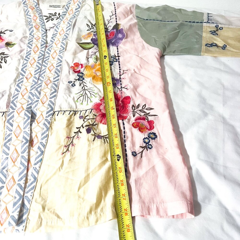 Paparazzi vintage embroidered kimono johnny style floral size Large/ Extra Large - Picture 9 of 10